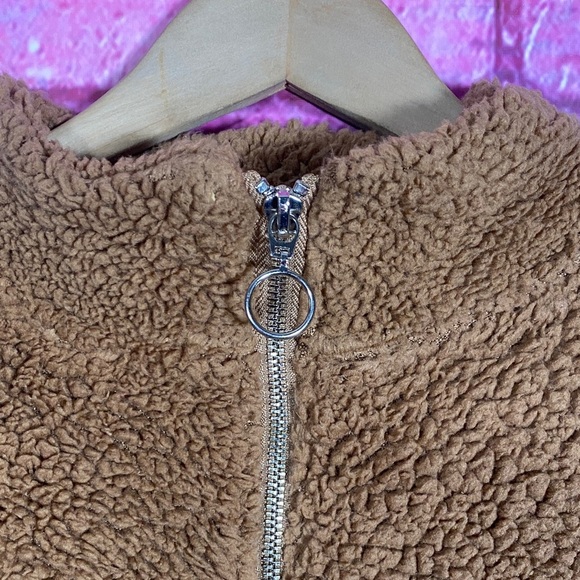 Weekend Edition Sherpa Quarter Zip Pullover Medium Mustard Cozy Fleece Sweater - Picture 2 of 10